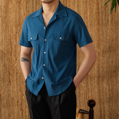 Summer Retro Breathable Short-sleeved Casual Shirt