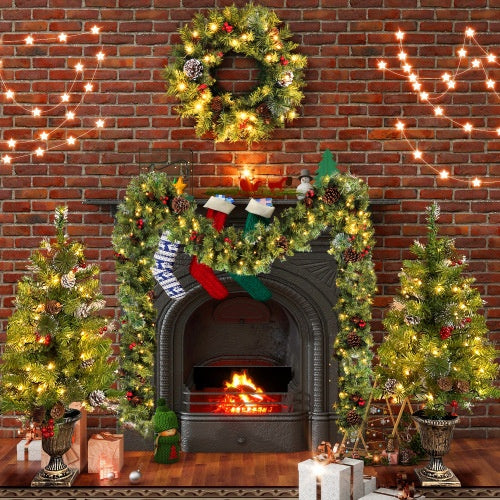 Pre-lit Artificial Tree 4-piece Set